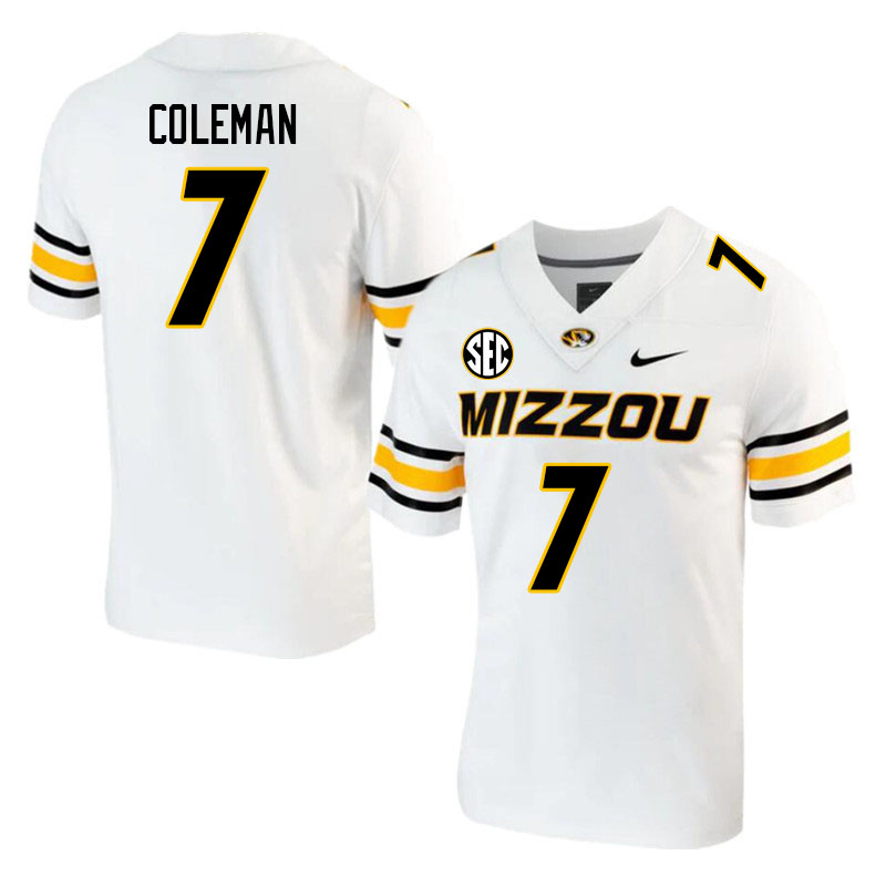 Men #7 DJ Coleman Missouri Tigers College 2023 Football Stitched Jerseys Sale-White